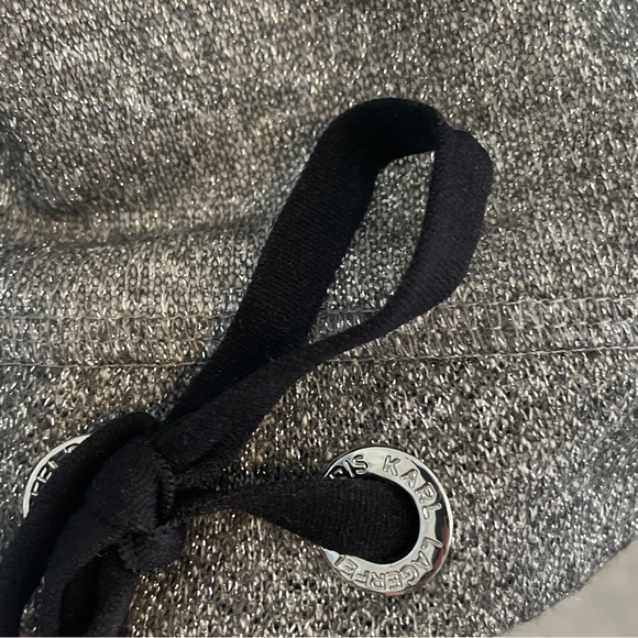 KARL LAGERFELD PARIS Drawstring Metallic Long Sleeve Top - Large - Picture 4 of 7